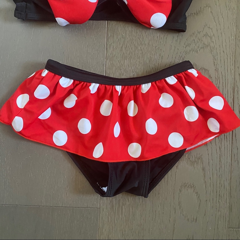 Two-Piece Black Swimsuit Red Polka Dot Bow - Picture 3 of 9